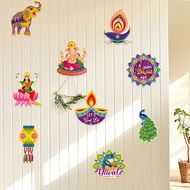 【Ready Stock】New Diwali Wall Stickers Deepavali Party Decorative Window Stickers India Diwali Holida
