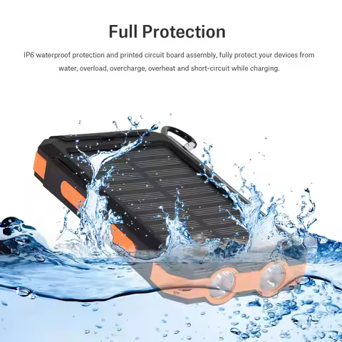 10000mAh Outdoor Fast Solar Mobile Power Bank Case DIY Kit with Power Bank Power Bank Dual USB