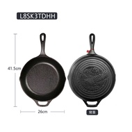 นําเข้า Lodge กระทะเหล็กหล่อหนา Non-Stick สไตล์อเมริกันแบน Bottomed Multi-Functional เครื่องมือทําอา