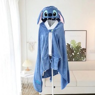 ZJT St1 เสื้อคลุมผ้าห่ม ลายการ์ตูน Stitch น่ารัก มีฮู้ด ให้ความอบอุ่น สําหรับนักเรียน สํานักงาน JTZ