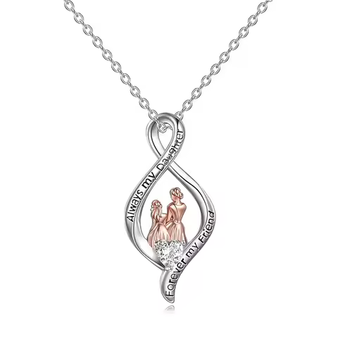 Fashion Always My Daughter Forever My Friend Infinity Pendant Necklace Mother and Children Jewelry G