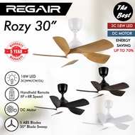 REGAIR | ROZY 30 Inches DC Motor 16 Speed (8F+8R) Remote Control 3C LED 5 Blade Ceiling Fan