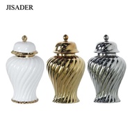 [JISADER] Ceramic Ginger Jar with Lid Flower Arrangement Handicraft Ceramic Bud Vase Temple Jar for 