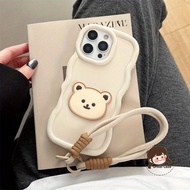 3D Wave Matte Bear Phone Case For itel Vision 3 2 2S 1 Plus S25 Ultra S23 S18 S17 P38 P37 Pro P36 Ci