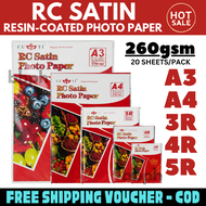 Cuyi RC Satin Photo Paper 260gsm A3 A4 5R 4R 3R Size Resin Coated 20 Sheets Pack