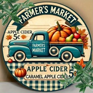 Retro 2D Iron Sign for Farmers Market | Home Garden Bar Outdoor Wall Decor Vintage Style