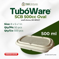 Tuboware Sugarcane Bagasse 500cc Oval Container with Lid