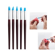 5pcs/set Double-ended Dotting Tools Set Nail Art Embossing Tools Pottery Craft Art Silicone Brushes 