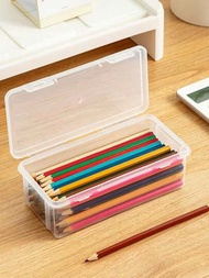 1 件鉛筆盒,透明大容量文具收納盒,學生鋼筆、蠟筆、鉛筆和其他文具塑料盒