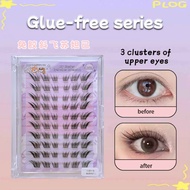 【No Glue Neede】10 Rows No Glue Lash Kit - Fox Eye Siren Lashes, Strip-less Segmented Clusters For Na