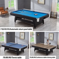 Pool Table Standard Adult Automatic Return billiard， 7FT/8FT/9FT 3in1 Home Indoor Pool Table #Tennis