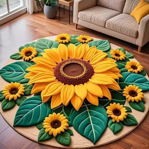Special-shaped Sunflower Carpet Soft Non-slip Sunflower Mat 60x60cm Absorbent Door Gasket for Living