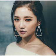 KR-515 Korean Fashion Earrings Silver Stem S925 Swiss Diamond Pin CZ Hanging Triangle All-Round Diam