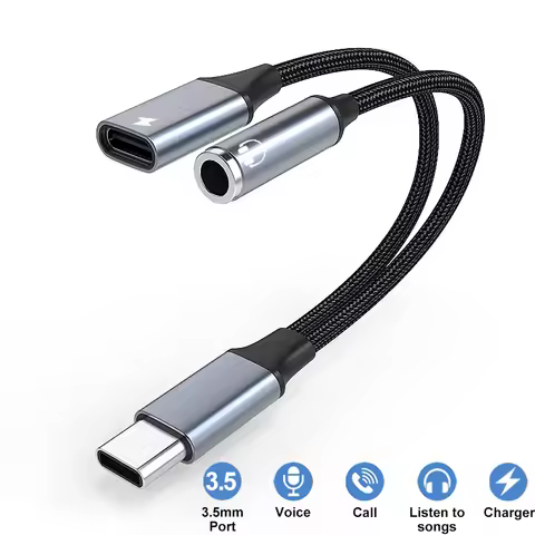 2 In 1 Type USB C To 3.5mm Jack Earphone Charging Cable Converter Type C to 3.5 Audio OTG Adapter fo