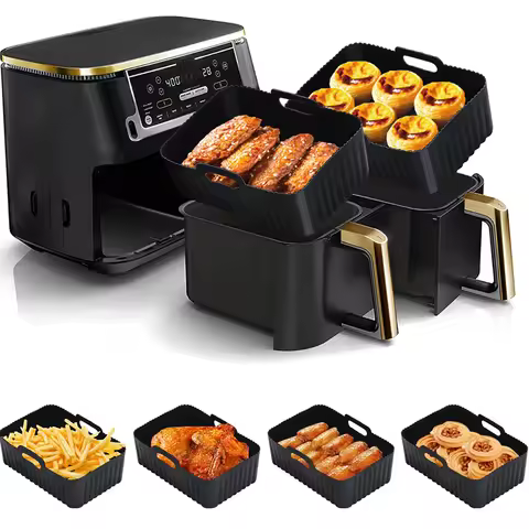 Air Fryer Silicone Liner Molds For Ninja DZ201/DZ401 8-10QT Non-Stick Dual Zone Airfryer Basket Oven