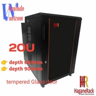 STANDING CLOSE HAGANE RACK 20U depth 600mm Glass door / Rak server 20U