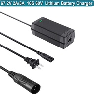 67.2V Charger Output 2A 3-pin XLR Male Plug For 60V Electric 59.2V 57.6V 16S Lithium Battery Pack