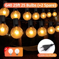 (จัดส่งในพื้นที่ 1-3วัน) หลอดไฟทังสเตน ชุดไฟปิงปอง ไฟตกแต่งกลาง หลอดไส้ กันน้ำ G40  220v 9เมตร(30FT)