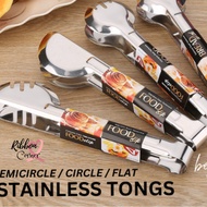 Semicircle / Circle / Flat Stainless Steel Tongs Grill Barbeque Frying Tongs Clip RC