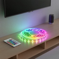 5050 RGB LED TV Backlight Strip, 10-40m with Remote & Motion Sensor, Adhesive  5050 Jalur Lampu LED 