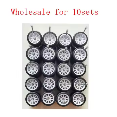40pcs(for 10 cars) 1/64 Alloy Car Wheels with Tires or 10Sets Modified Axles for Hot Wheel/Matchbox/