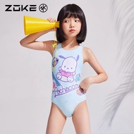 ZOKE Girls Training Swimsuit Age 3-14 Years Pochacco Design Quick Dry Racing Competition Swimwear fo