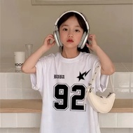 【220G 100%Cotton T-shirt】DUDU  Children's T-shirts - Girls  imported NUMBER 92 printed T-shirts