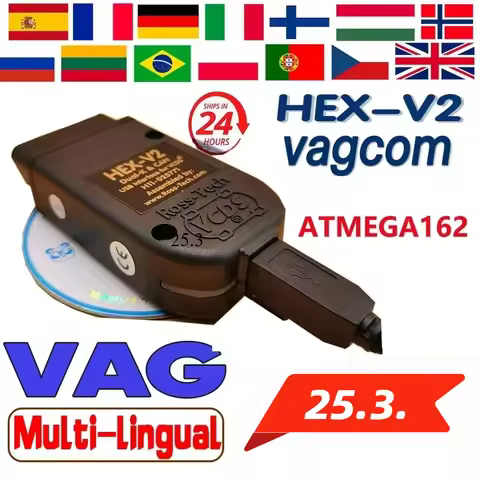 2025 VCDScan HEX V2 VAGCOM 25.3 VAG-COM 24.7 V2 Interface FOR VW For AUDI Skoda Seat Vcds24.7 Multi-