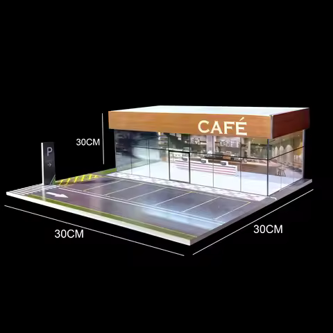 1/64 Scale Car Garage Diorama Miniatures Models Set USB LED Illuminated Garage Display for Hot Wheel