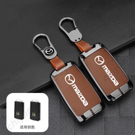Zinc Alloy Genuine Leather Smart Car Key Case Cover Remote Fob Shell Keychain TPU Protection Styling Accessories For Mazda 3 Alexa CX30 CX-30 CX-4 CX8 CX-8 CX5 CX-5 CX-30 CX-9 CX9
