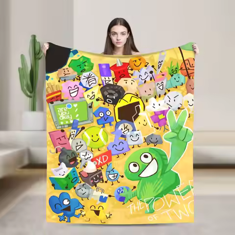 BFDI Inanimate Insanity All Characters Blankets BFDI Soft Durable Bedding Throws for Couch Bed Picni