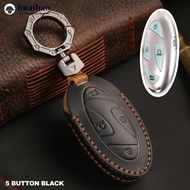 HUAIHAO Car Key Case Leather Car Smart Romote Key Fob Cover Accessories Protection for Hyundai Grandeur GN7 Kona Ev 2023 IONIQ6 U7Y7