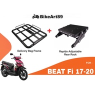 Monorack Honda Beat Fi 2017-Present  RAPIDO Foodpanda Grabfood Heavy Duty With Delivery Bag Frame Tapak Accessories