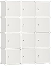 SONGMICS Cube Storage Organizer, Set of 12 Plastic Cubes, Closet Storage Shelves, DIY Plastic Closet