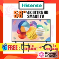 [FREE TV BRACKET & HDMI CABLE] Hisense 58" 4K UHD HDR Smart TV A6100K Series 58A6100K Television Ult