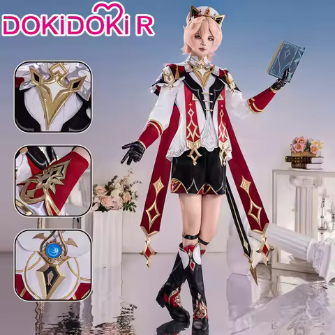 Dahlia Cosplay Costume Game Genshin Impact【S-2XL】DokiDoki-R Mondstadt Dahlia Hat Men Red White Suit 