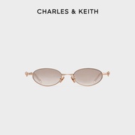 CHARLES&KEITH Sunglasses New CK3-21280629 Bowknot Elliptical กรอบแว่นตากันแดดพับได้ Rose Gold 13.5*3