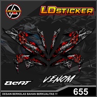 ( PALING DICARI ) Sticker Striping Motor Beat Street Variasi VENOM Racing / striping stiker Beat Fi Esp / Beat Iss / Beat Fi New - Stiker Variasi 2016-2019 BAHAN CHROME BAHAN HOLOGRAM