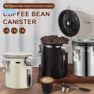 [LI] Coffee Canister Airtight One Way Valve Stainless Steel Kitchen Food Storage Container With Date