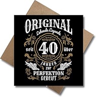 WBdesignz Old School Birthday Card with Envelope - 40th Birthday Gift Card Happy Birthday - 40th Car