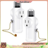2 Pcs Light Socket to Plug Adapter,E26/E27 Light Bulb Outlet Socket Adapter,Sockets Support 3 Prongs