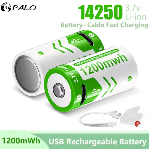 3.7V USB 14250 ER14250 Rechargeable Lithium Battery 1/2AA ER 14250 LS14250 Battery For Probes, Therm