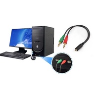 3.5mm Female to 2 x 3.5mm Male Braid Audio AUX Cable 22cm