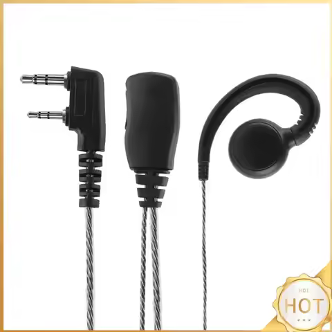 1.2m Headphone Earpiece with Mic PTT 2 Pin Ear Hook Earphone Earpiece for 2 Way Radio Walkie Talkie 