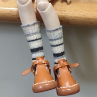 [Just Doll Socks] Handmade Black White Gray Striped Stretch Socks Suitable for Azone/ob22/24 Blythe