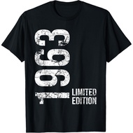 Men's cotton T-shirt 62nd Birthday 62 Years Old Man Woman Vintage 1963 T-Shirt Fast Shipping 4XL , 5