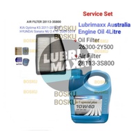 Kia Optima K5 Hyundai Sonata NU 2.4 (Lubrimaxx 10W40 Semi Engine Oil 4L +Oil Filter 26300-2Y500 +Air