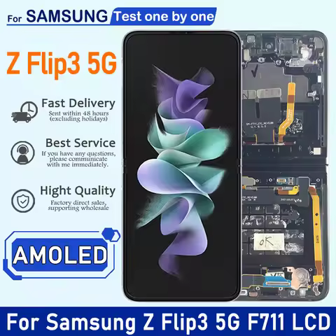 6.7" F711 LCD For Samsung Z Flip3 5G LCD Display Touch Screen Assembly For Z Flip 3 5G SM-F711 SM-F7