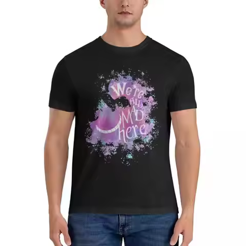 We're All Mad Here T Shirt Alices In The Wonderland Hipster Cotton Rou