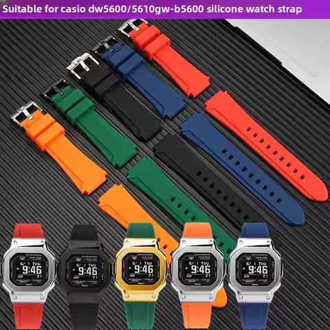 For Casio G-shock Dw5600 Gw-m5610 Gw-b5600 Gwm5610 GM-5600 silicone watchband Stainless Steel Bezel 